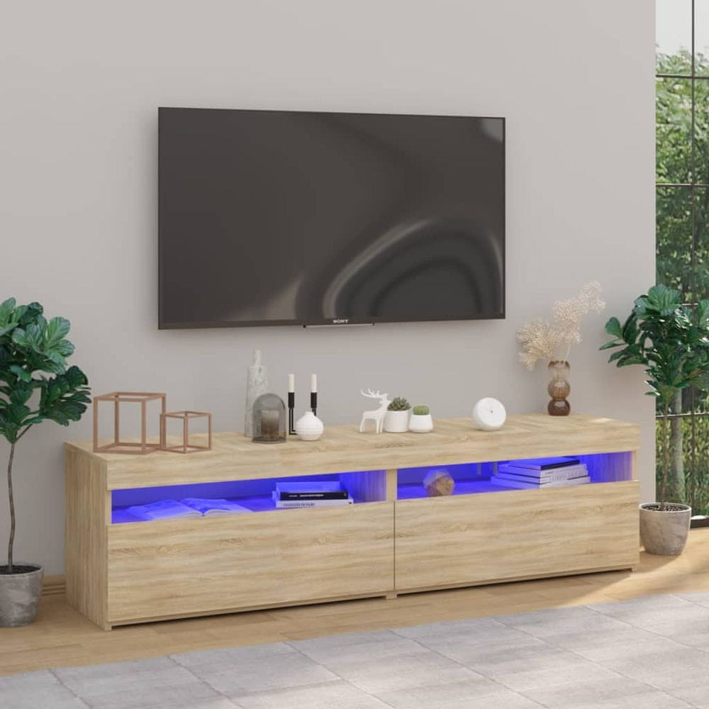 Vidaxl TV skrinky 2 ks s LED svetlami dub sonoma 75x35x40 cm